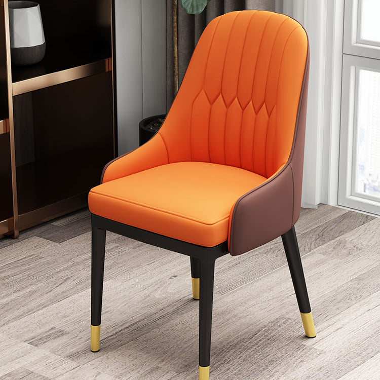 Silla de comedor de estilo escandinavo de metal, sillón de comedor Parsons para el hogar