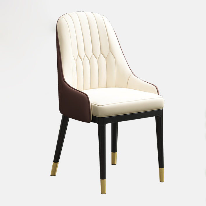 Silla de comedor de estilo escandinavo de metal, sillón de comedor Parsons para el hogar