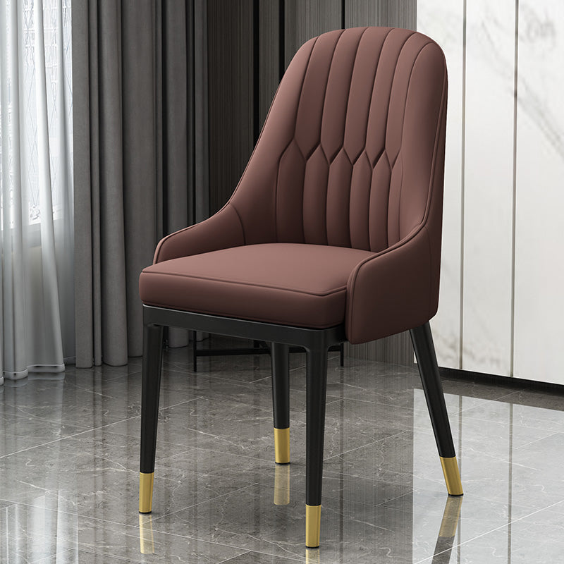 Silla de comedor de estilo escandinavo de metal, sillón de comedor Parsons para el hogar
