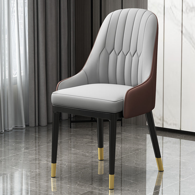 Silla de comedor de estilo escandinavo de metal, sillón de comedor Parsons para el hogar