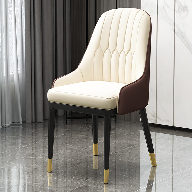 Silla de comedor de estilo escandinavo de metal, sillón de comedor Parsons para el hogar