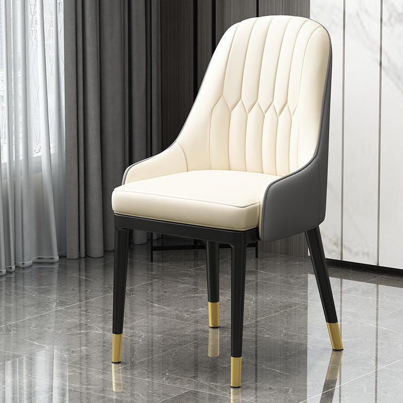 Silla de comedor de estilo escandinavo de metal, sillón de comedor Parsons para el hogar
