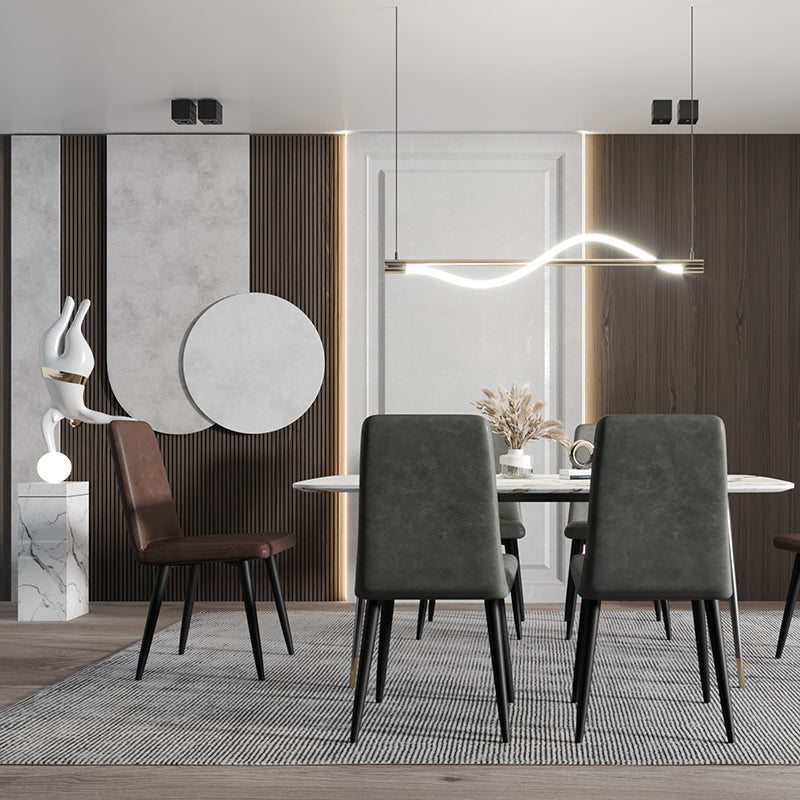 Les chaises contemporaines de salle à manger en métal ont tapissé la chaise de salle à manger de tissu de toile pour l'usage à la maison