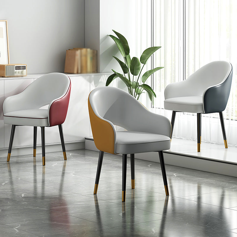 Juego de sillas de metal estilo Glam europeo, silla de cocina y comedor con brazo trasero abierto