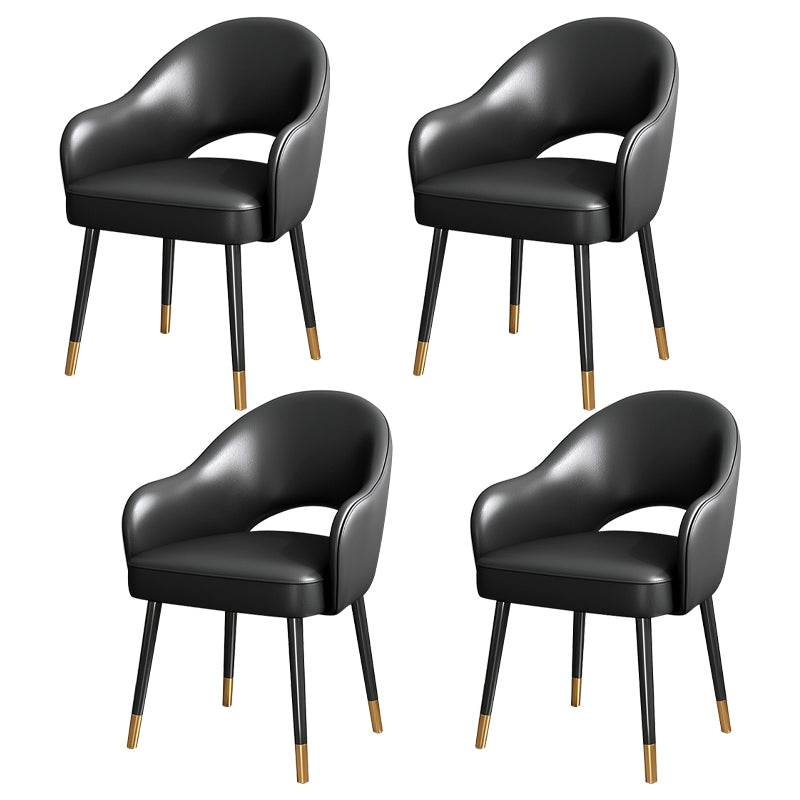 Juego de sillas de metal estilo Glam europeo, silla de cocina y comedor con brazo trasero abierto