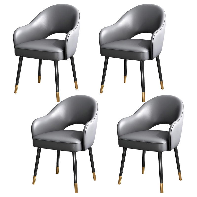 Juego de sillas de metal estilo Glam europeo, silla de cocina y comedor con brazo trasero abierto