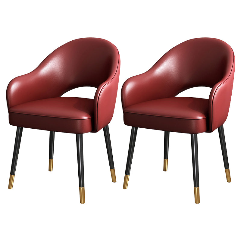 Juego de sillas de metal estilo Glam europeo, silla de cocina y comedor con brazo trasero abierto