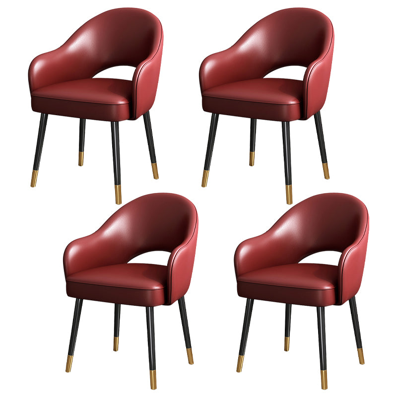 Juego de sillas de metal estilo Glam europeo, silla de cocina y comedor con brazo trasero abierto