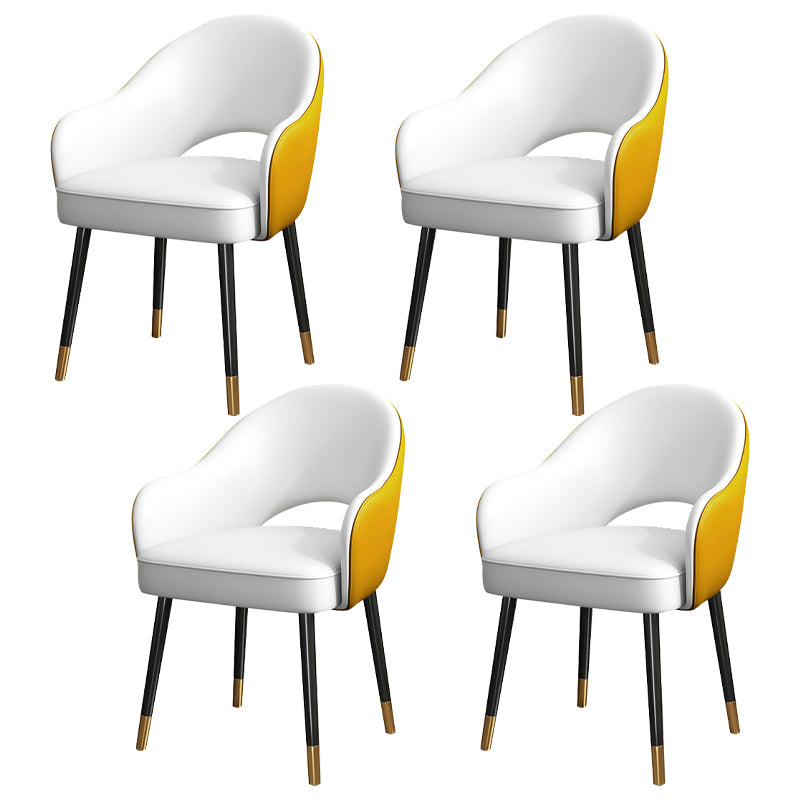 Juego de sillas de metal estilo Glam europeo, silla de cocina y comedor con brazo trasero abierto