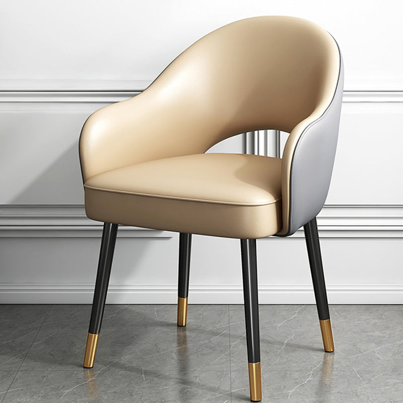 Juego de sillas de metal estilo Glam europeo, silla de cocina y comedor con brazo trasero abierto