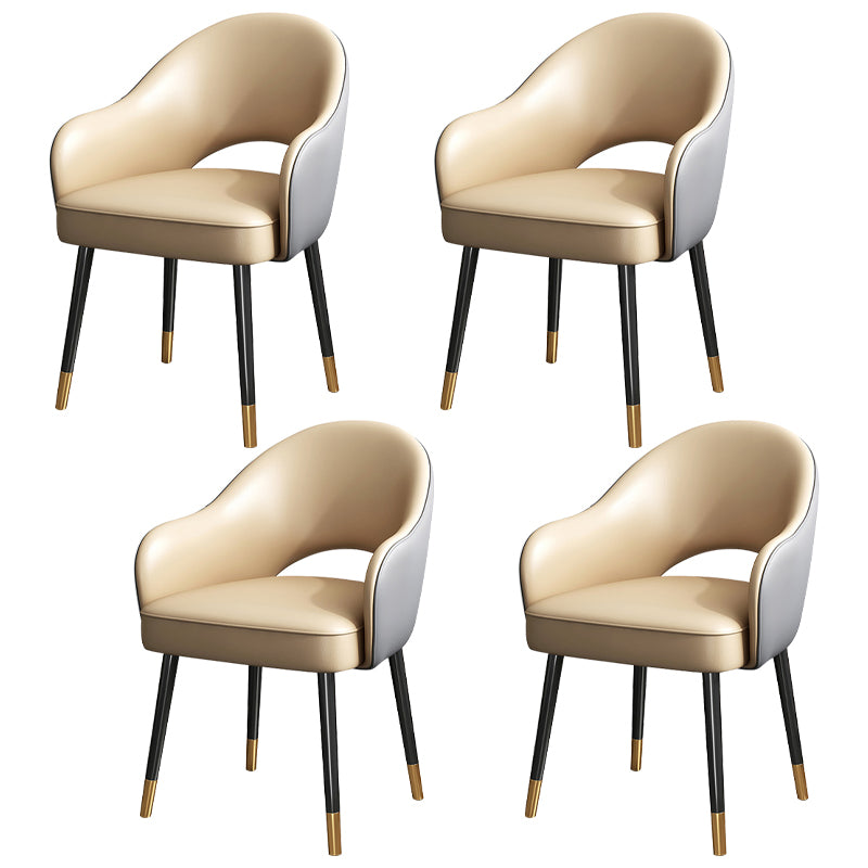 Juego de sillas de metal estilo Glam europeo, silla de cocina y comedor con brazo trasero abierto