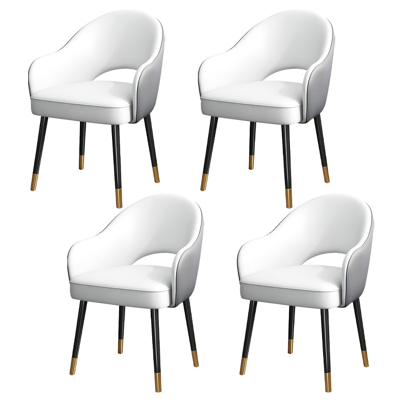 Juego de sillas de metal estilo Glam europeo, silla de cocina y comedor con brazo trasero abierto