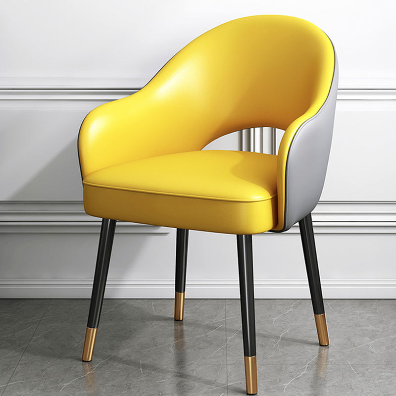 Juego de sillas de metal estilo Glam europeo, silla de cocina y comedor con brazo trasero abierto
