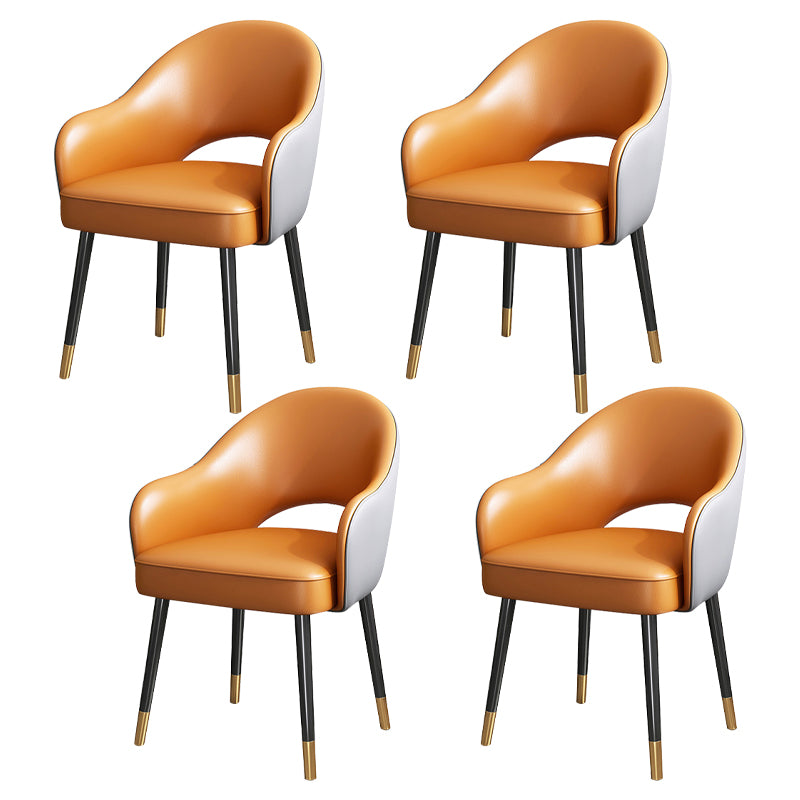 Juego de sillas de metal estilo Glam europeo, silla de cocina y comedor con brazo trasero abierto