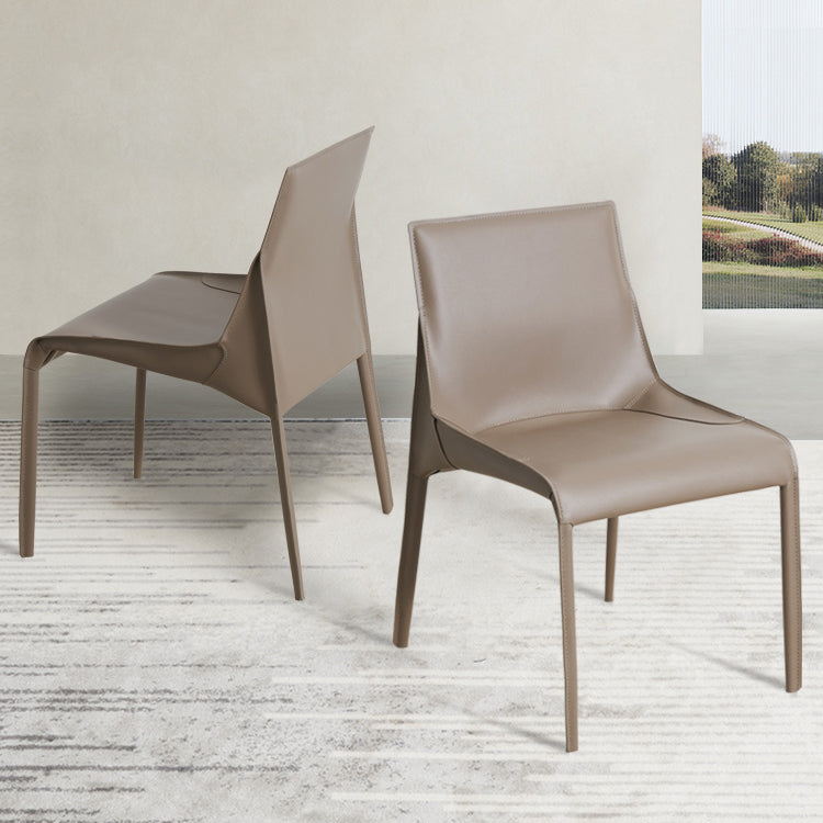 Silla de cuero para el hogar estilo diseñador, acabado mate, silla lateral de comedor Parsons