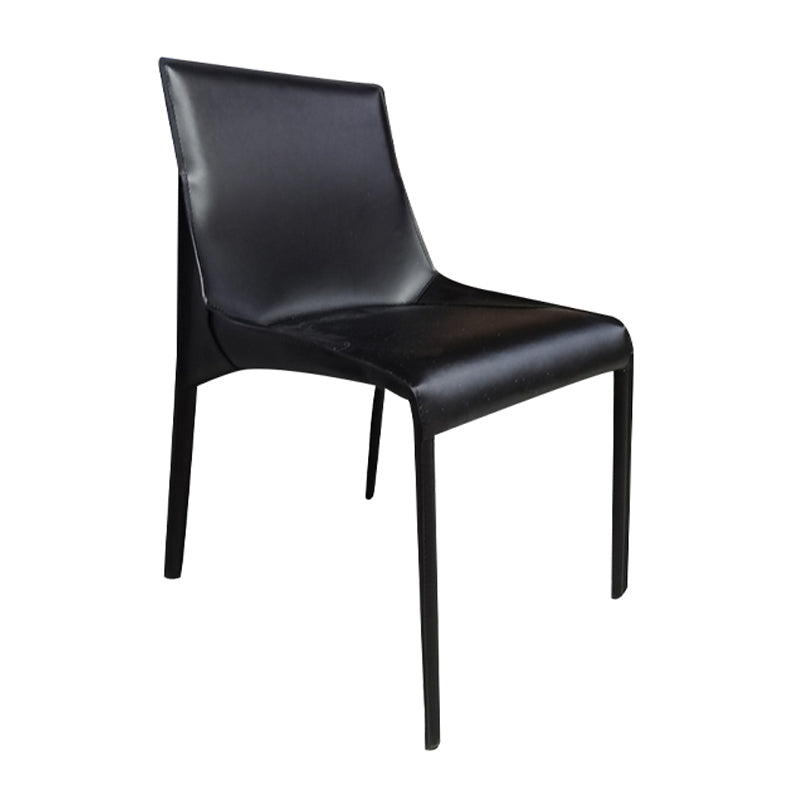 Silla de cuero para el hogar estilo diseñador, acabado mate, silla lateral de comedor Parsons