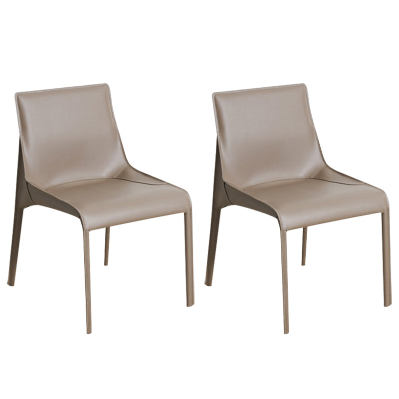 Silla de cuero para el hogar estilo diseñador, acabado mate, silla lateral de comedor Parsons