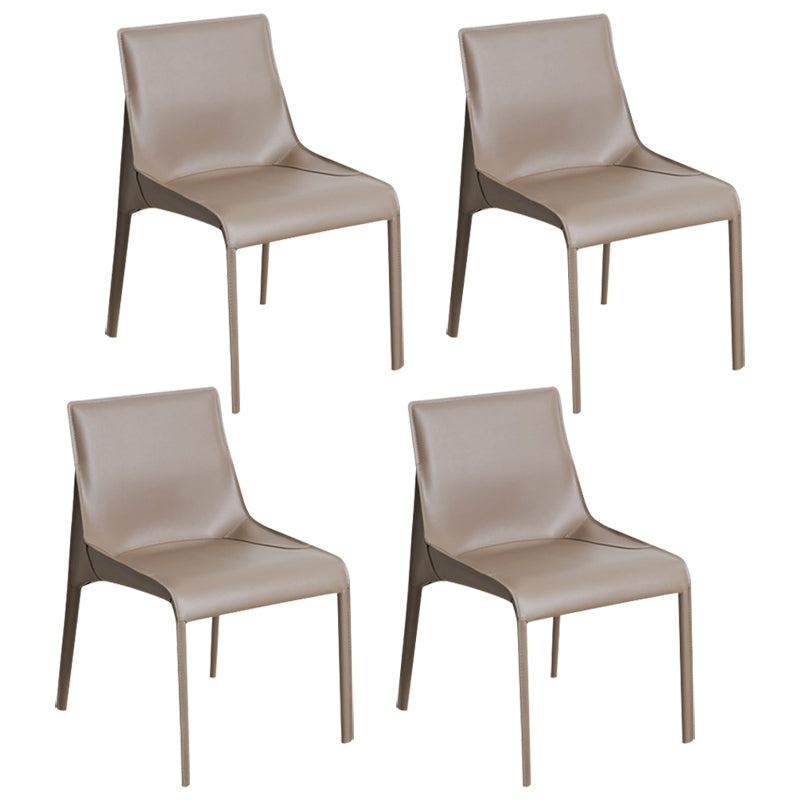 Silla de cuero para el hogar estilo diseñador, acabado mate, silla lateral de comedor Parsons