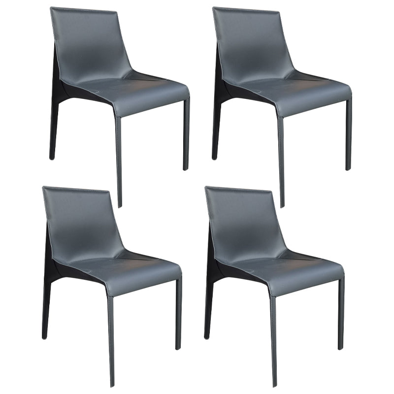 Silla de cuero para el hogar estilo diseñador, acabado mate, silla lateral de comedor Parsons