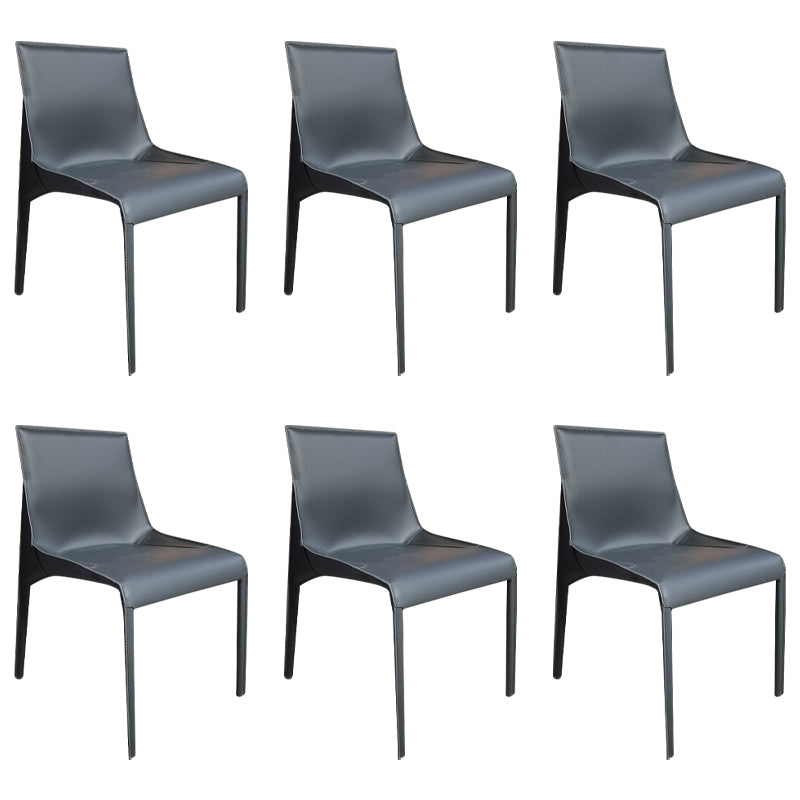 Silla de cuero para el hogar estilo diseñador, acabado mate, silla lateral de comedor Parsons