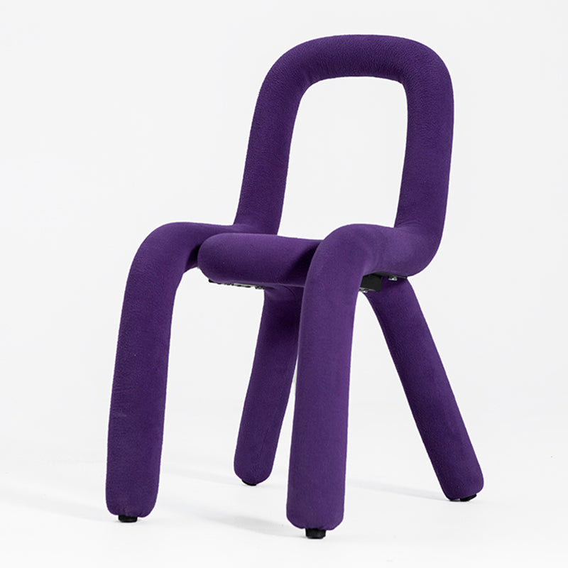 Silla lateral de salón de estilo diseñador de terciopelo, silla de comedor con respaldo abierto y acabado mate
