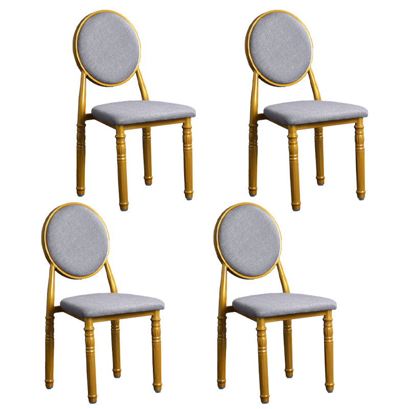 Silla lateral casera escandinava Silla lateral de comedor tapizada de metal con respaldo abierto