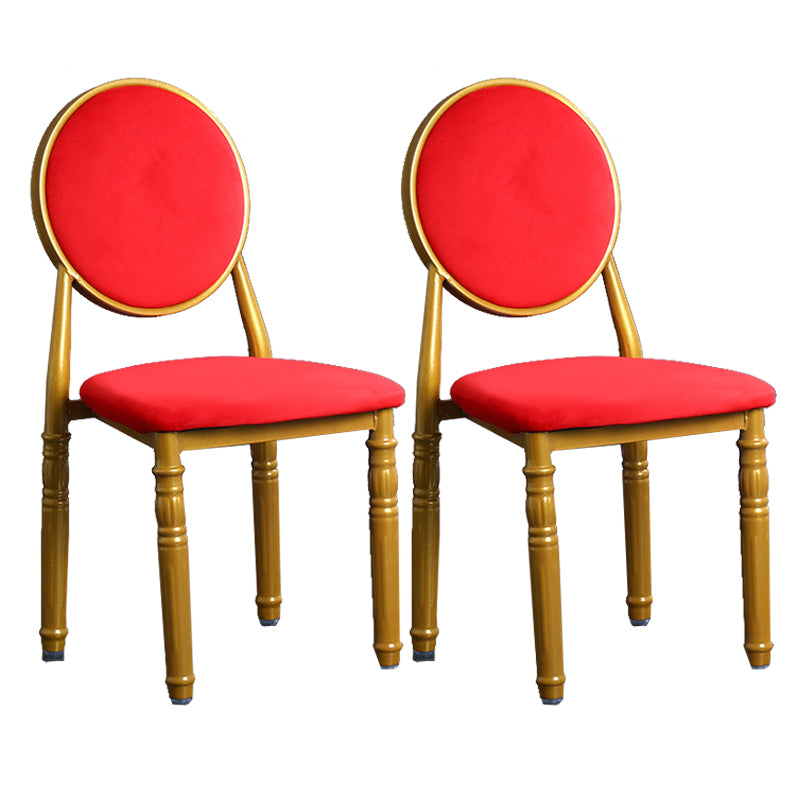 Silla lateral casera escandinava Silla lateral de comedor tapizada de metal con respaldo abierto