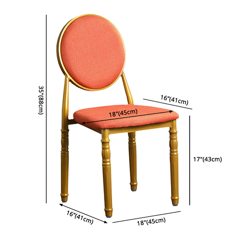 Silla lateral casera escandinava Silla lateral de comedor tapizada de metal con respaldo abierto
