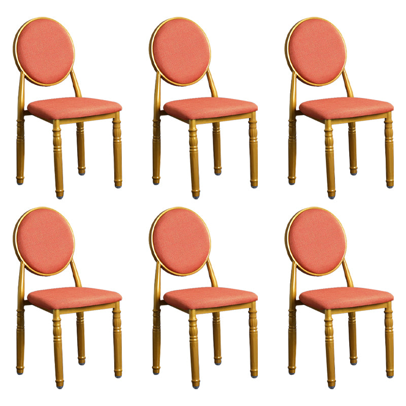 Silla lateral casera escandinava Silla lateral de comedor tapizada de metal con respaldo abierto
