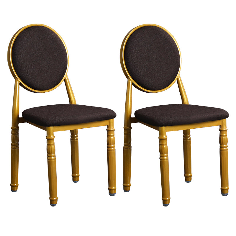 Chaise d'appoint scandinave à dossier ouvert, chaise de salle à manger rembourrée en métal