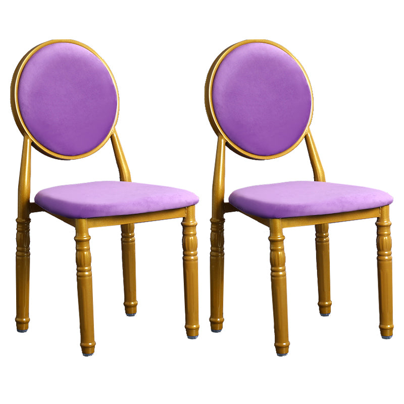 Chaise d'appoint scandinave à dossier ouvert, chaise de salle à manger rembourrée en métal