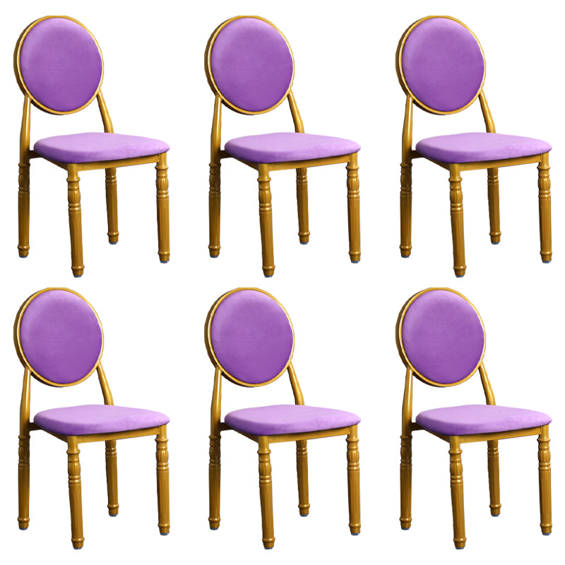 Silla lateral casera escandinava Silla lateral de comedor tapizada de metal con respaldo abierto