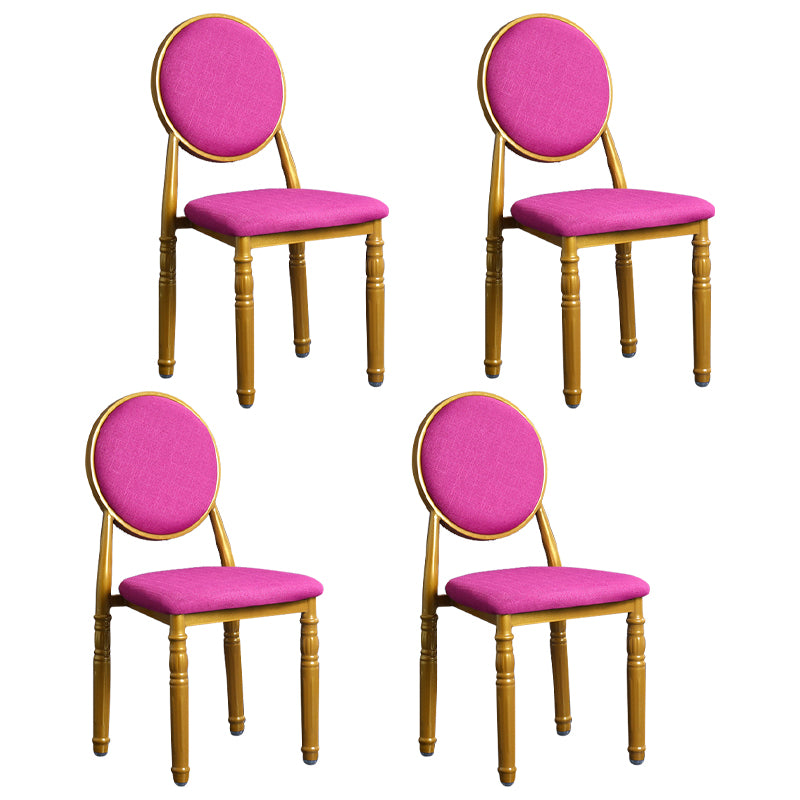 Silla lateral casera escandinava Silla lateral de comedor tapizada de metal con respaldo abierto