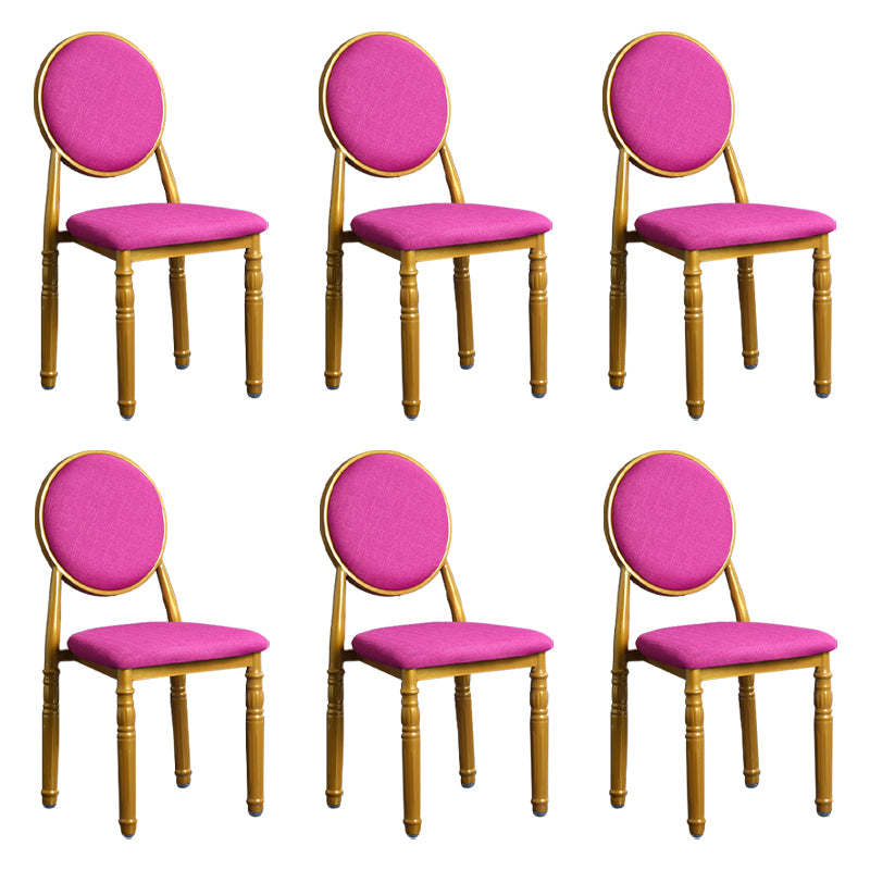 Silla lateral casera escandinava Silla lateral de comedor tapizada de metal con respaldo abierto