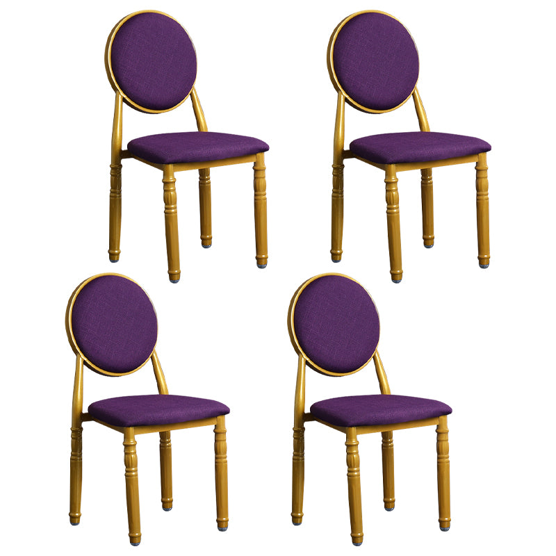 Silla lateral casera escandinava Silla lateral de comedor tapizada de metal con respaldo abierto