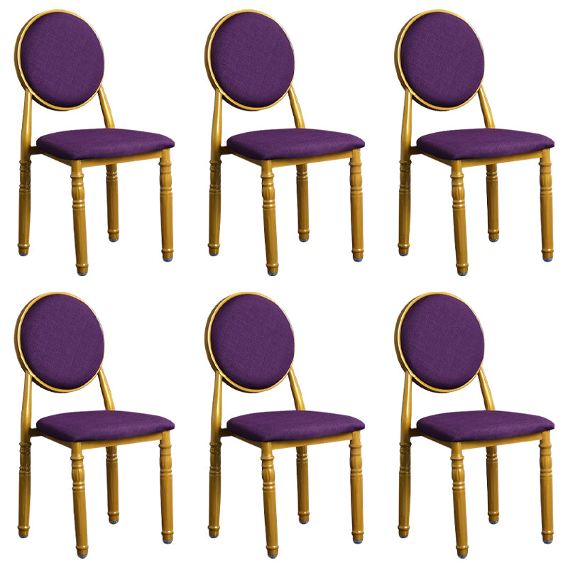 Silla lateral casera escandinava Silla lateral de comedor tapizada de metal con respaldo abierto