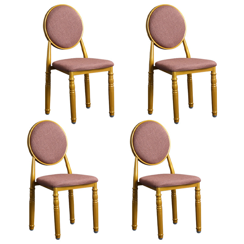 Silla lateral casera escandinava Silla lateral de comedor tapizada de metal con respaldo abierto