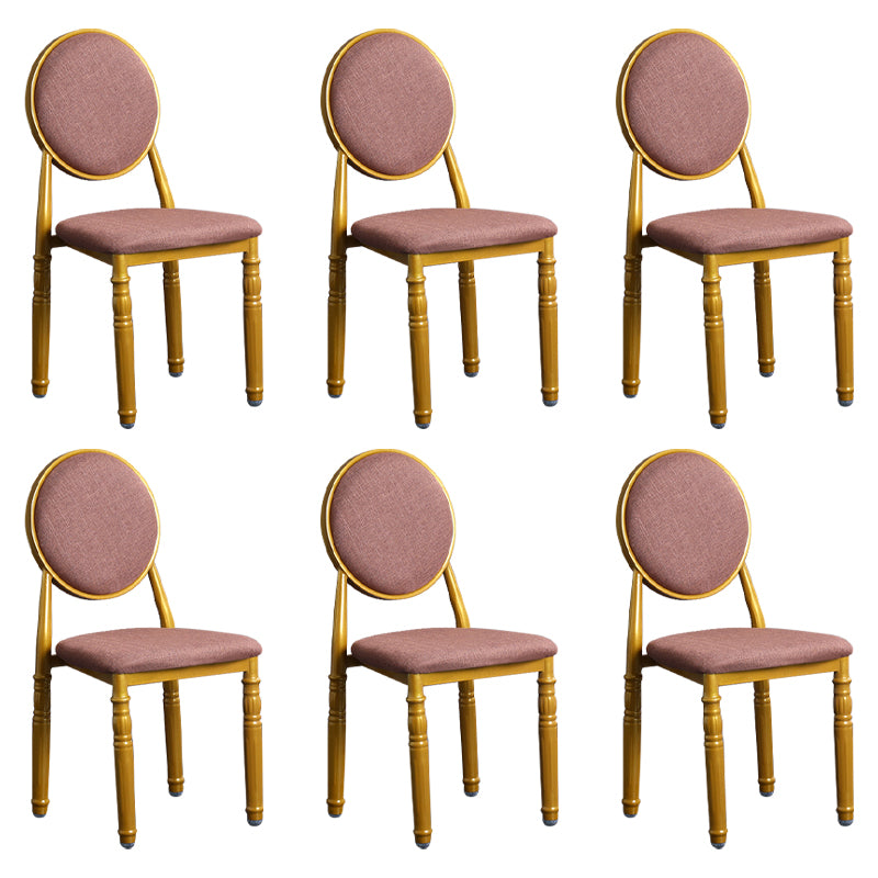 Silla lateral casera escandinava Silla lateral de comedor tapizada de metal con respaldo abierto