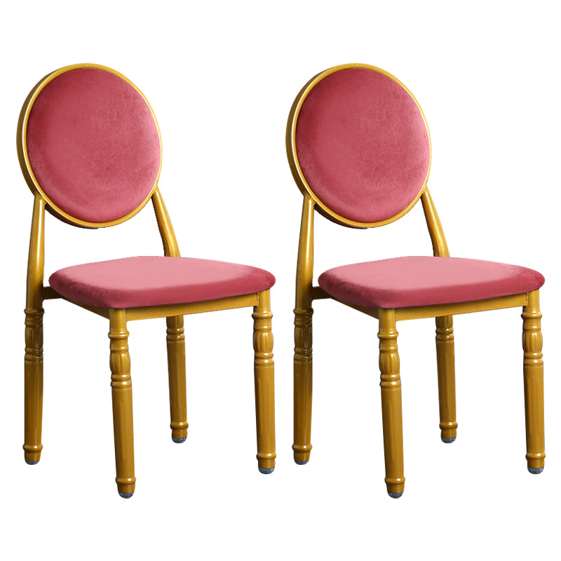 Silla lateral casera escandinava Silla lateral de comedor tapizada de metal con respaldo abierto