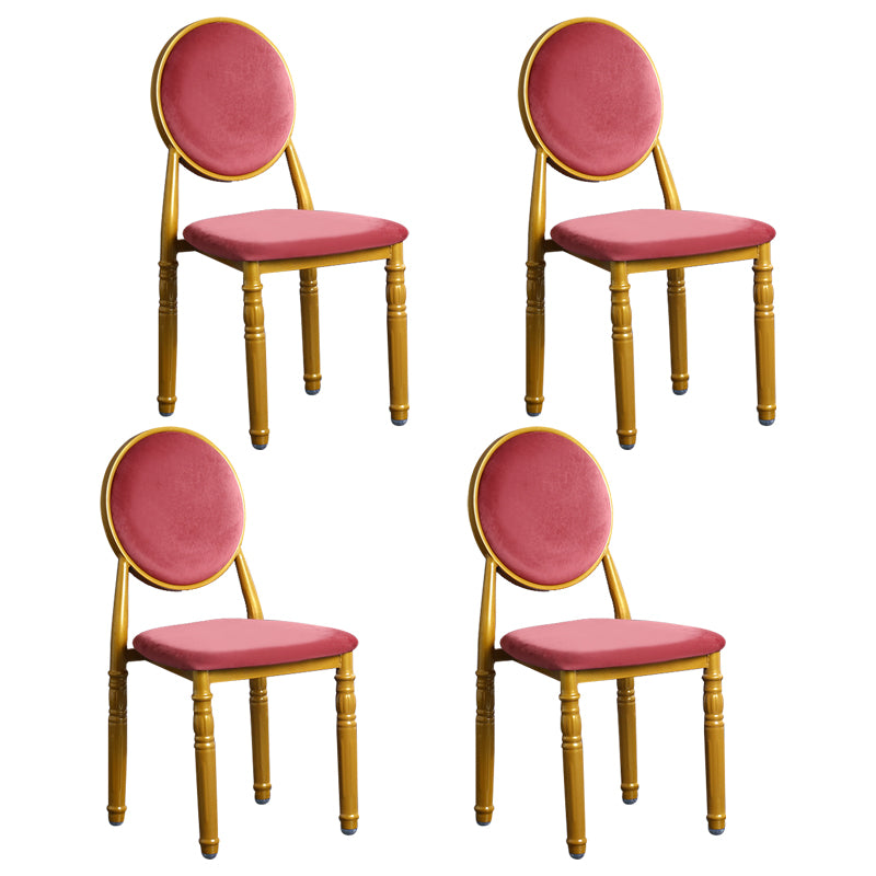 Silla lateral casera escandinava Silla lateral de comedor tapizada de metal con respaldo abierto