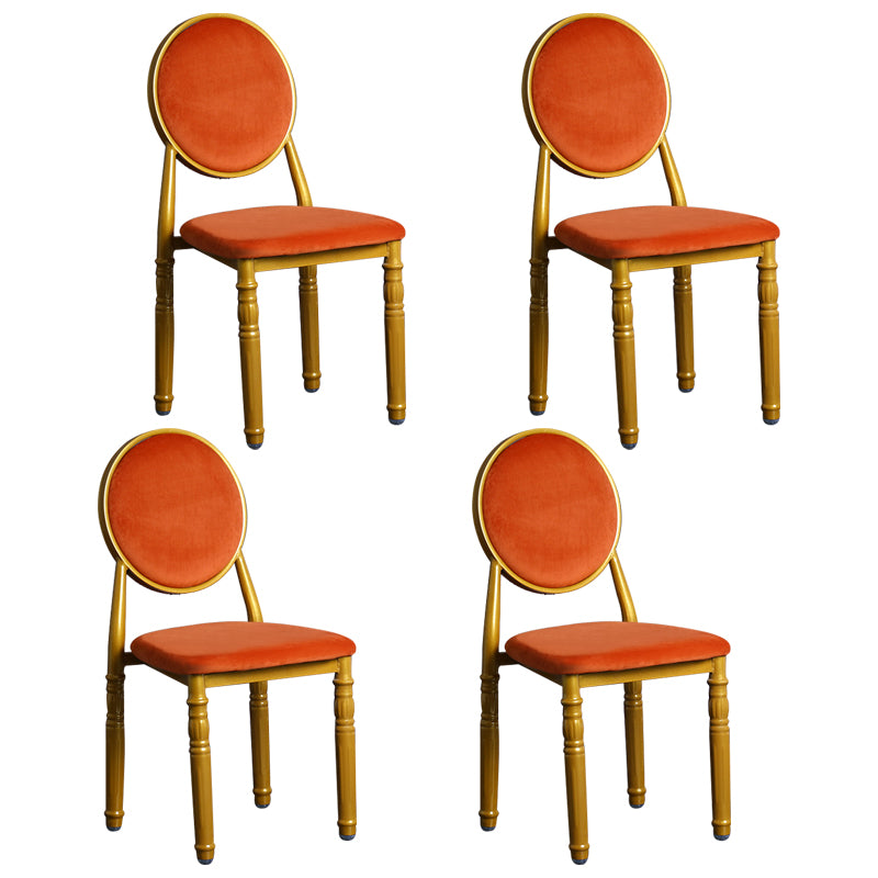 Silla lateral casera escandinava Silla lateral de comedor tapizada de metal con respaldo abierto