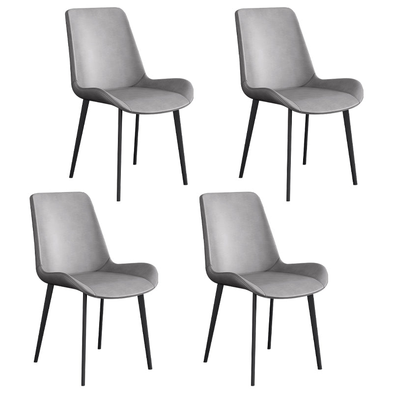 Chaise d'appoint de restaurant scandinave en cuir, chaise de salle à manger Parsons avec pieds en métal