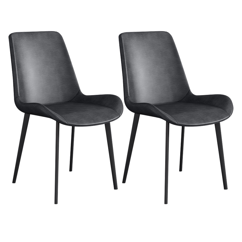 Chaise d'appoint de restaurant scandinave en cuir, chaise de salle à manger Parsons avec pieds en métal