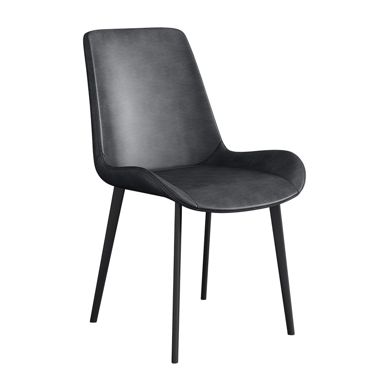 Chaise d'appoint de restaurant scandinave en cuir, chaise de salle à manger Parsons avec pieds en métal