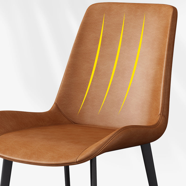 Chaise d'appoint de restaurant scandinave en cuir, chaise de salle à manger Parsons avec pieds en métal