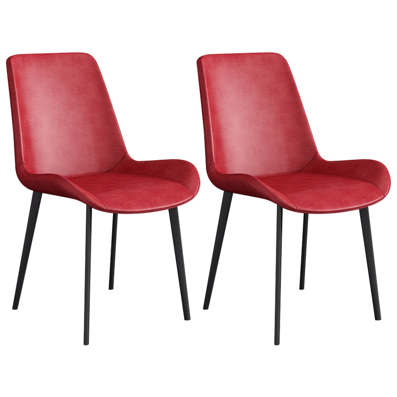 Chaise d'appoint de restaurant scandinave en cuir, chaise de salle à manger Parsons avec pieds en métal
