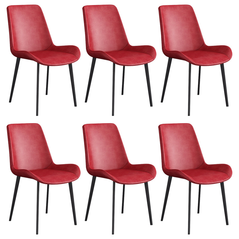 Chaise d'appoint de restaurant scandinave en cuir, chaise de salle à manger Parsons avec pieds en métal