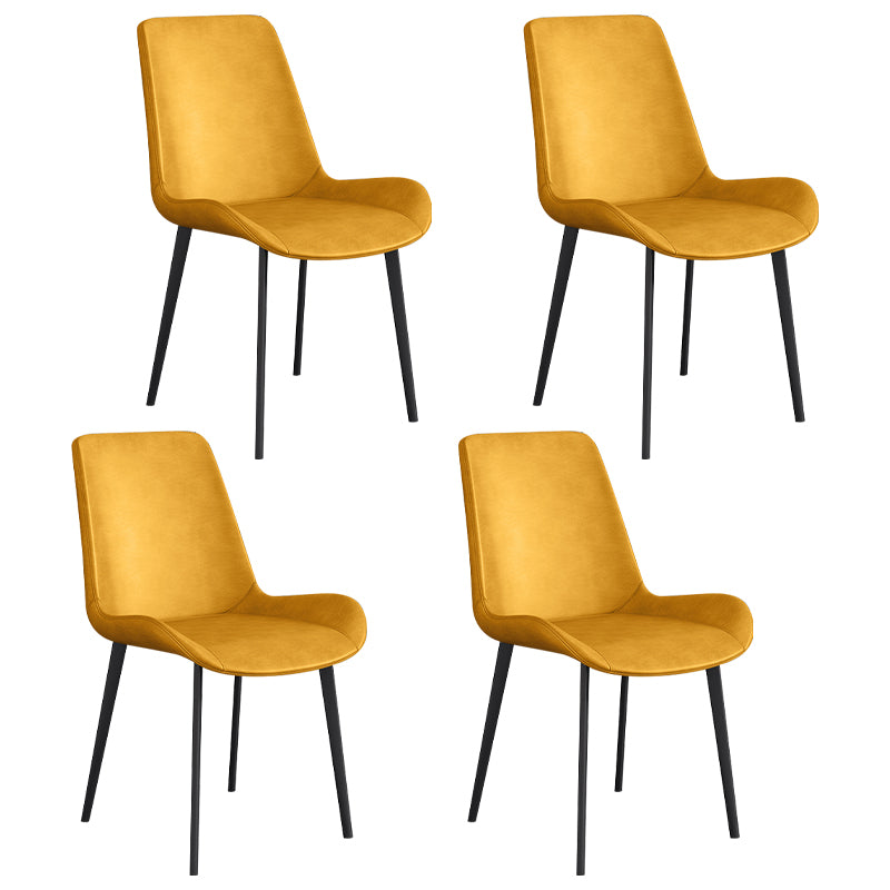 Chaise d'appoint de restaurant scandinave en cuir, chaise de salle à manger Parsons avec pieds en métal