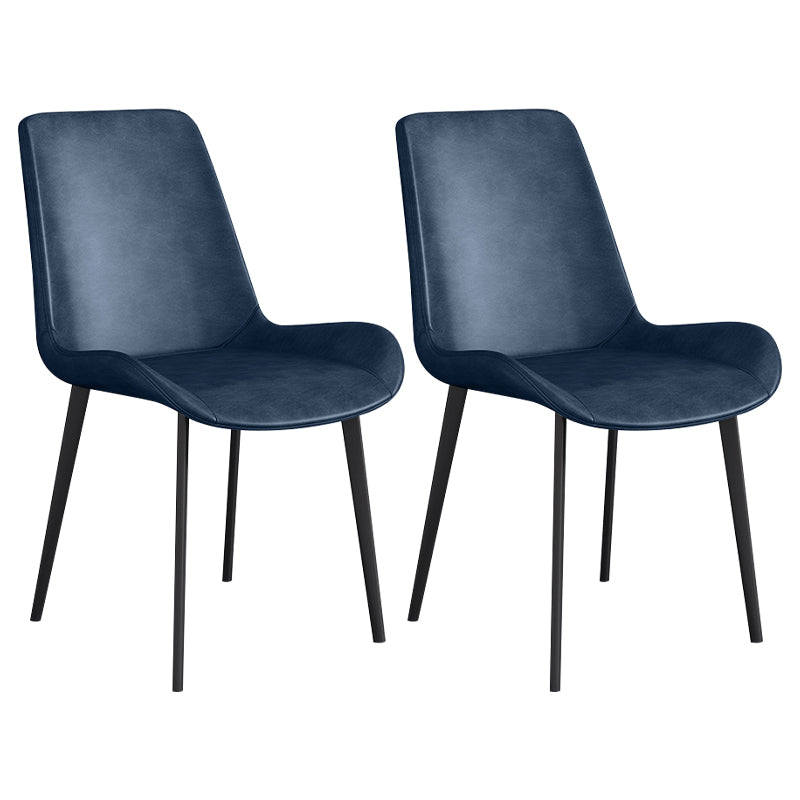 Chaise d'appoint de restaurant scandinave en cuir, chaise de salle à manger Parsons avec pieds en métal