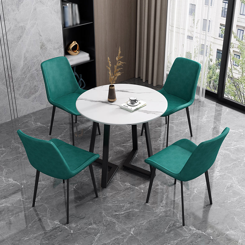 Chaise d'appoint de restaurant scandinave en cuir, chaise de salle à manger Parsons avec pieds en métal